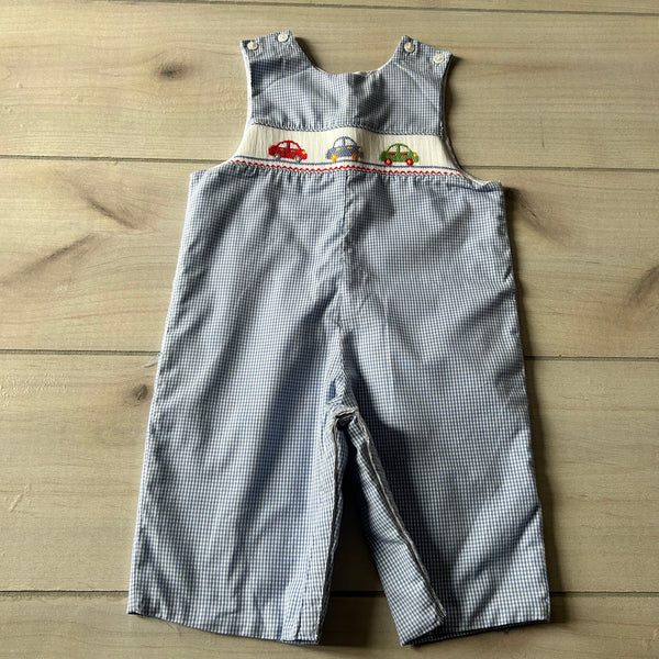 NWOT Petit Bebe Car Smocked Gingham Smocked Romper