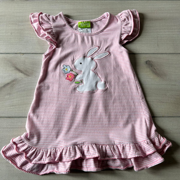 Classic Whimsy Bunny Applique Cotton Dress