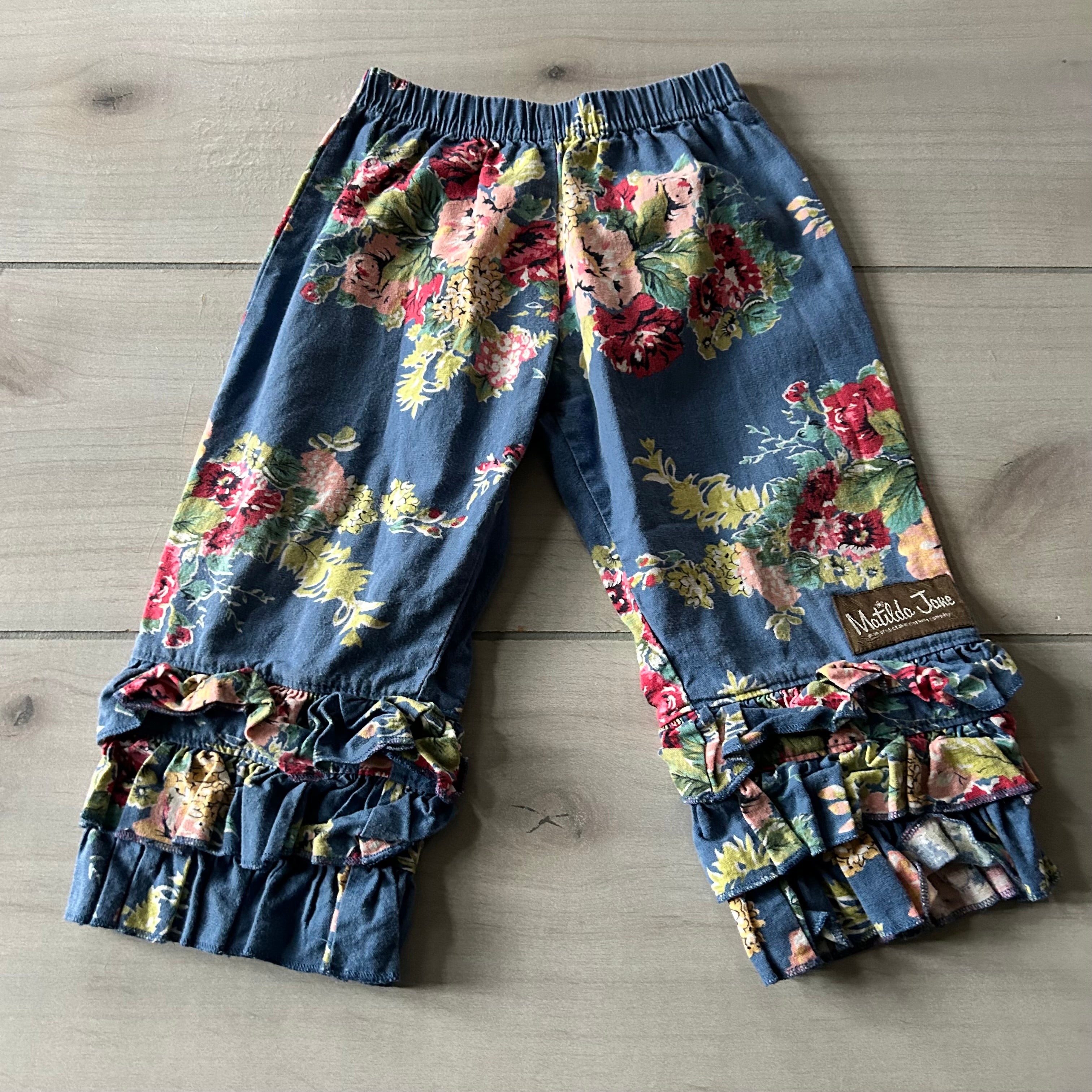 Matilda Jane Blue Linen Floral Ruffle Pants Sweet Pea & Teddy Matilda Jane Blue Linen Floral Ruffle Pants Sweet Pea & Teddy