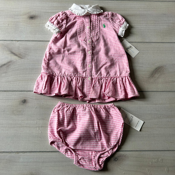 NWT Ralph Lauren Pink Gingham Dress & Bloomer