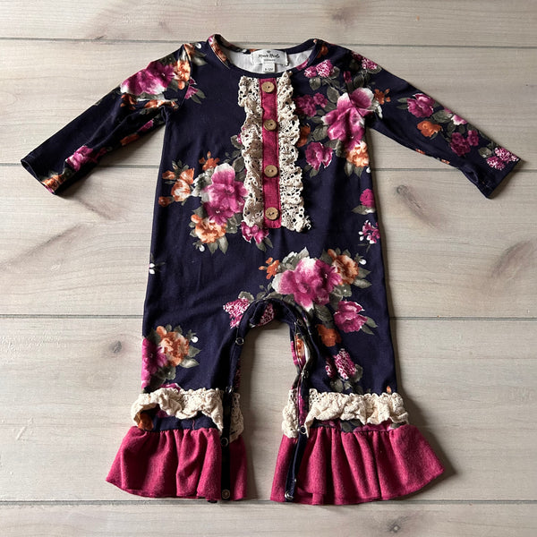 Marie Nicole Navy Floral Romper