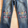 Blue Ink Pink Kitty Applique Pull On Jeans