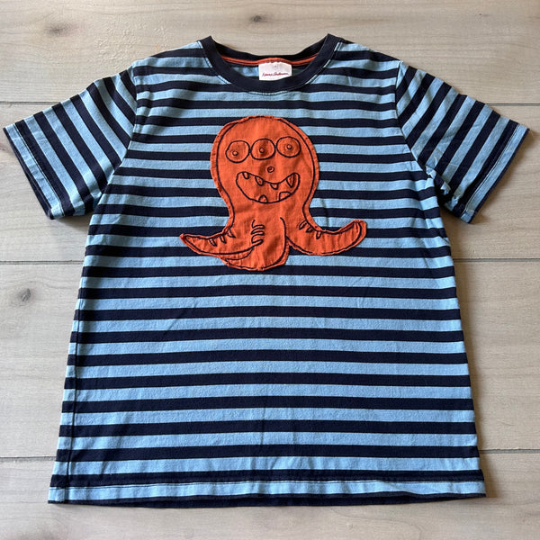 Hanna Andersson Blue Striped Octopus Applique Shirt