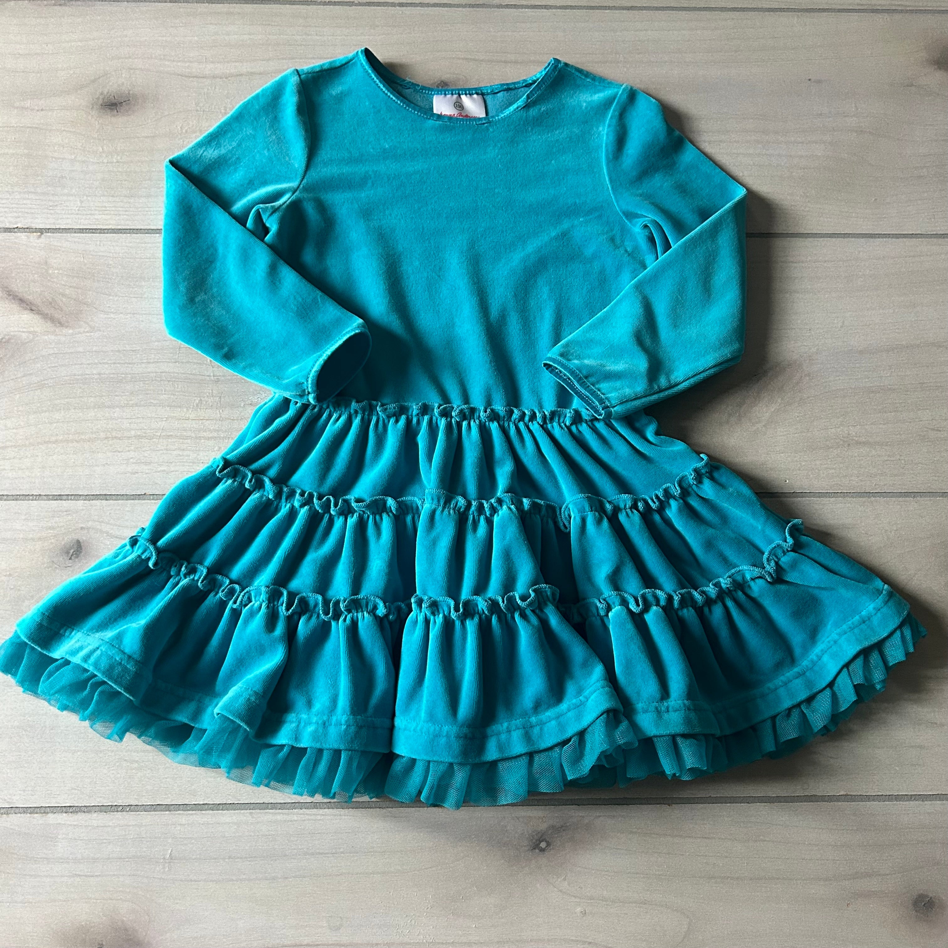 Hanna Andersson Teal Velour Dress Sweet Pea & Teddy Hanna Andersson Teal Velour Dress Sweet Pea & Teddy