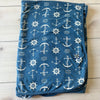 Kickee Pants Bamboo Blue Nautical Anchor Print Toddler Napping Stroller Blanket