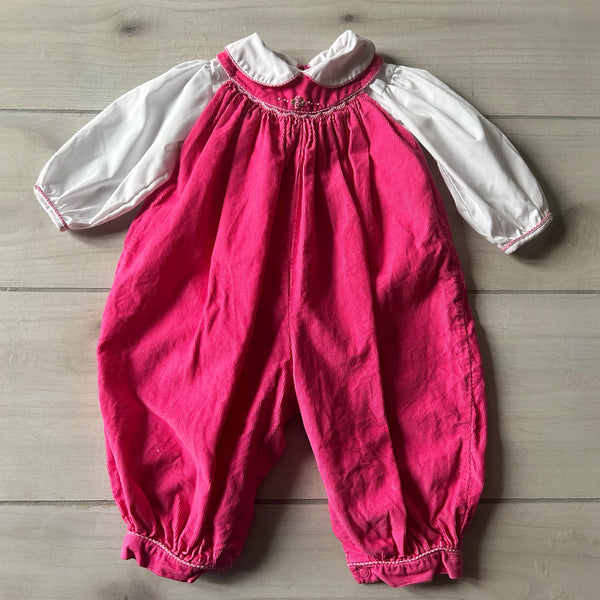 Petit Ami Pink Corduroy Bubble Romper