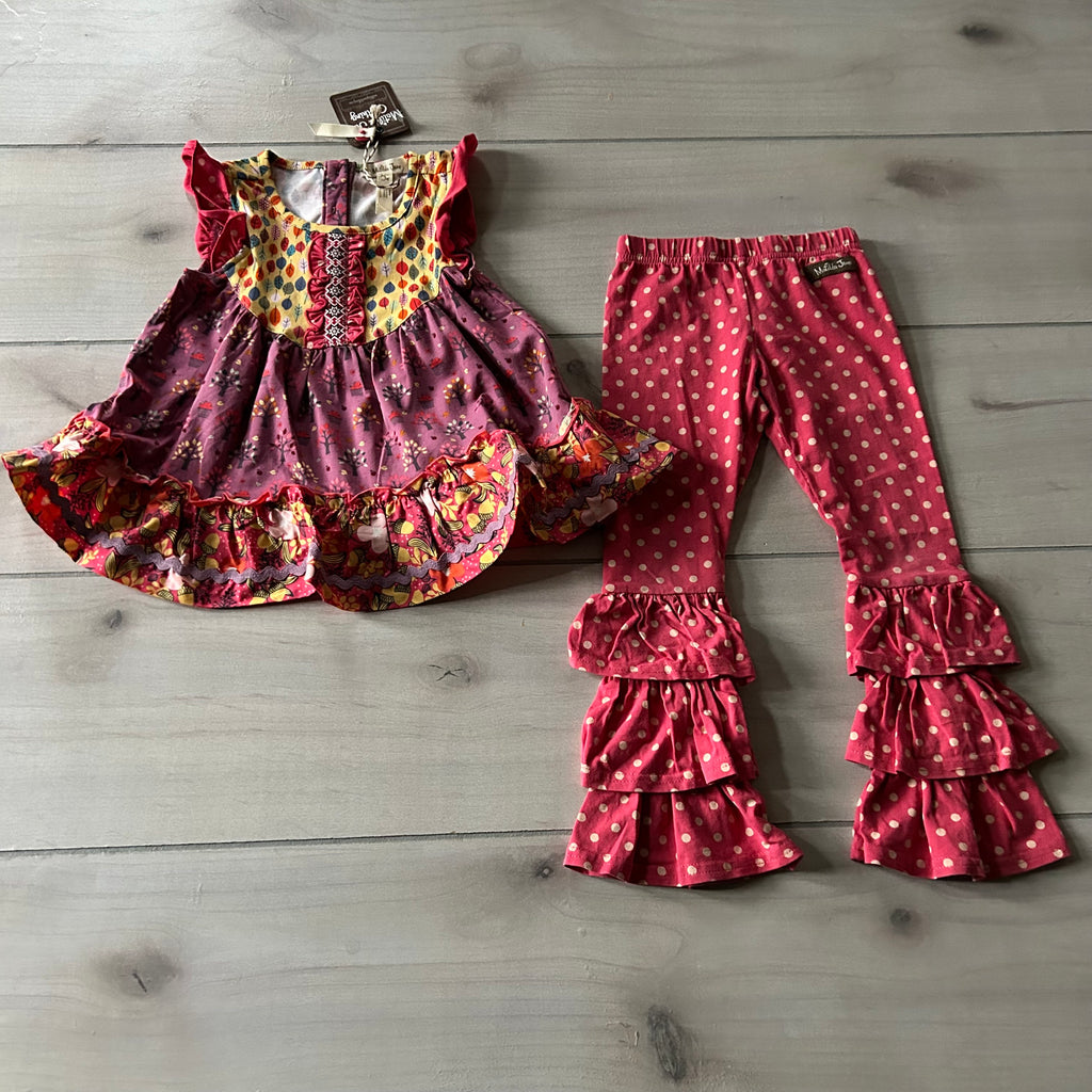 NWT Matilda Jane Pink Acorn Polka Dot Leaf Outfit