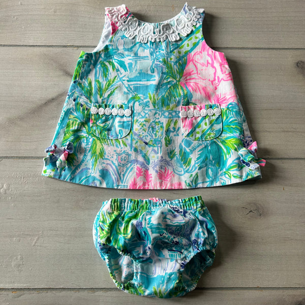 Lilly Pulitzer Elephant Floral Open Back Dress & Bloomer