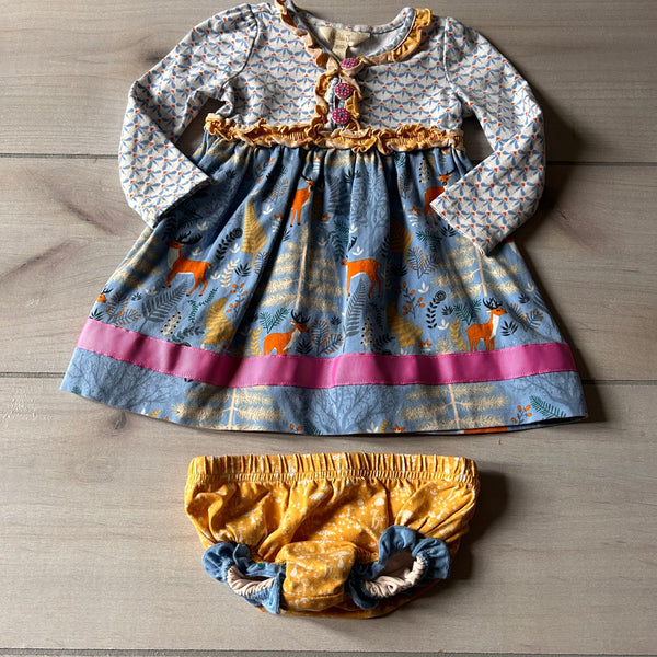 Matilda Jane Deer Pattern Dress & Bloomer