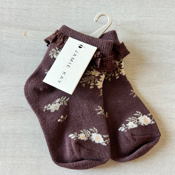 NWT Jamie Kay Floral Frill Ankle Socks