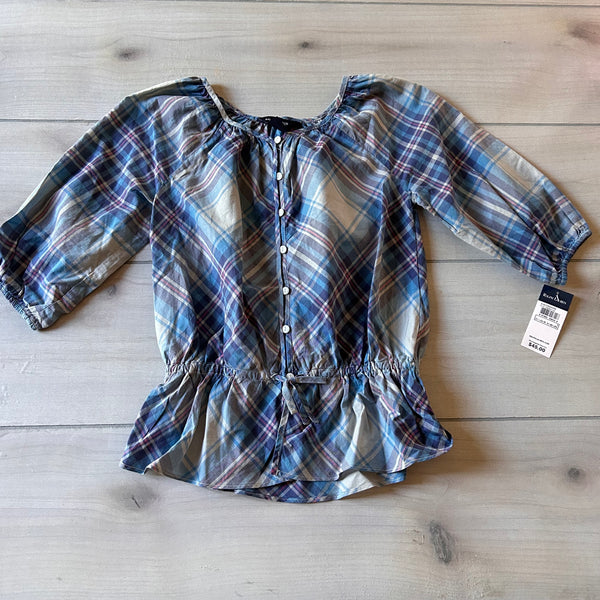 NWT Ralph Lauren Pink Blue and Cream Blouse