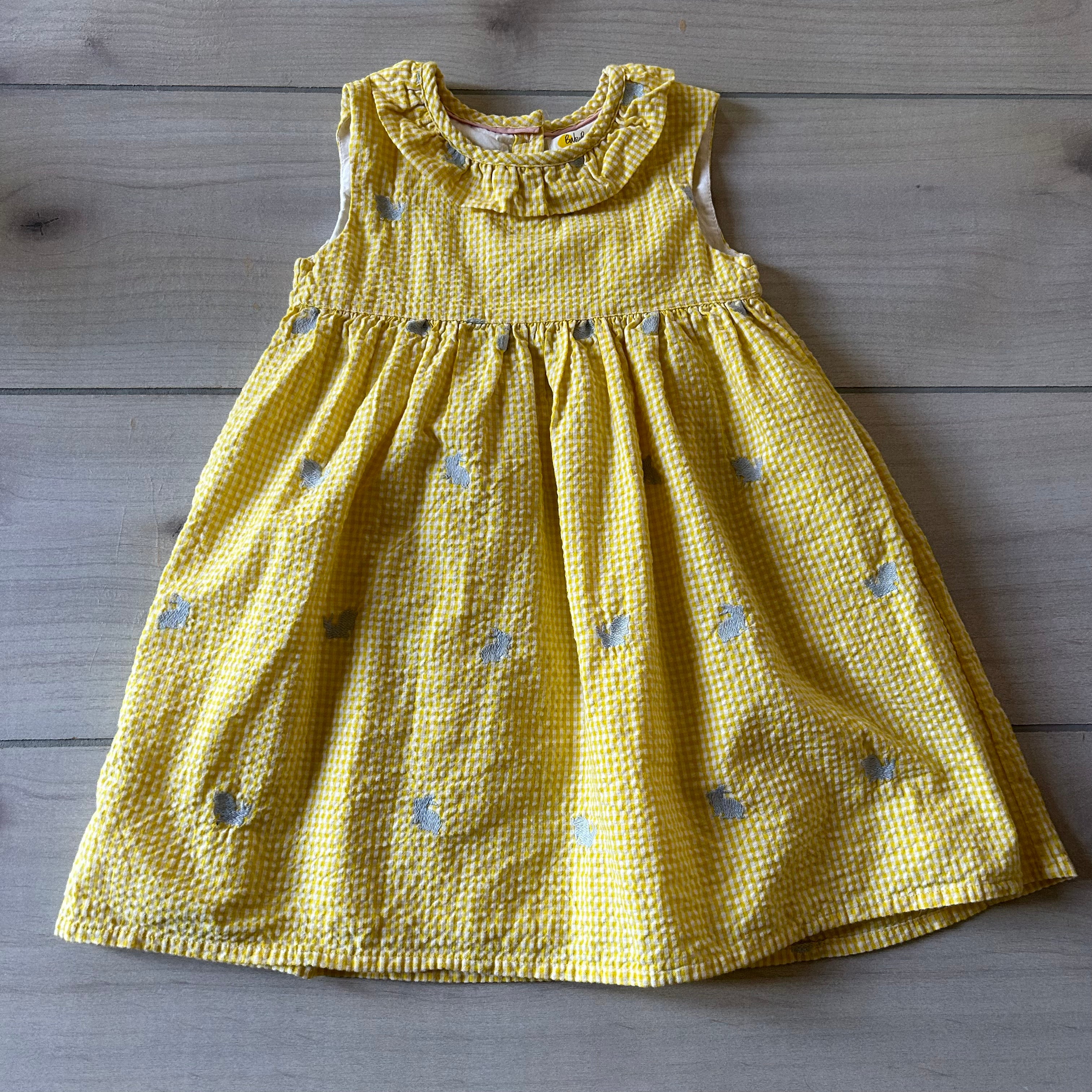 Baby Boden Yellow Seersucker Bunny Embroidered Dress Sweet Pea & Teddy Baby Boden Yellow Seersucker Bunny Embroidered Dress Sweet Pea & Teddy