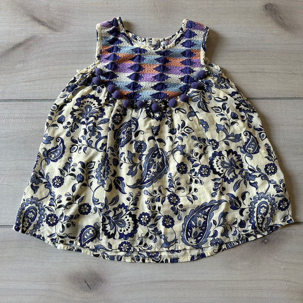 Jak & Peppar Wee One Blue & Purple Embroidered Dress