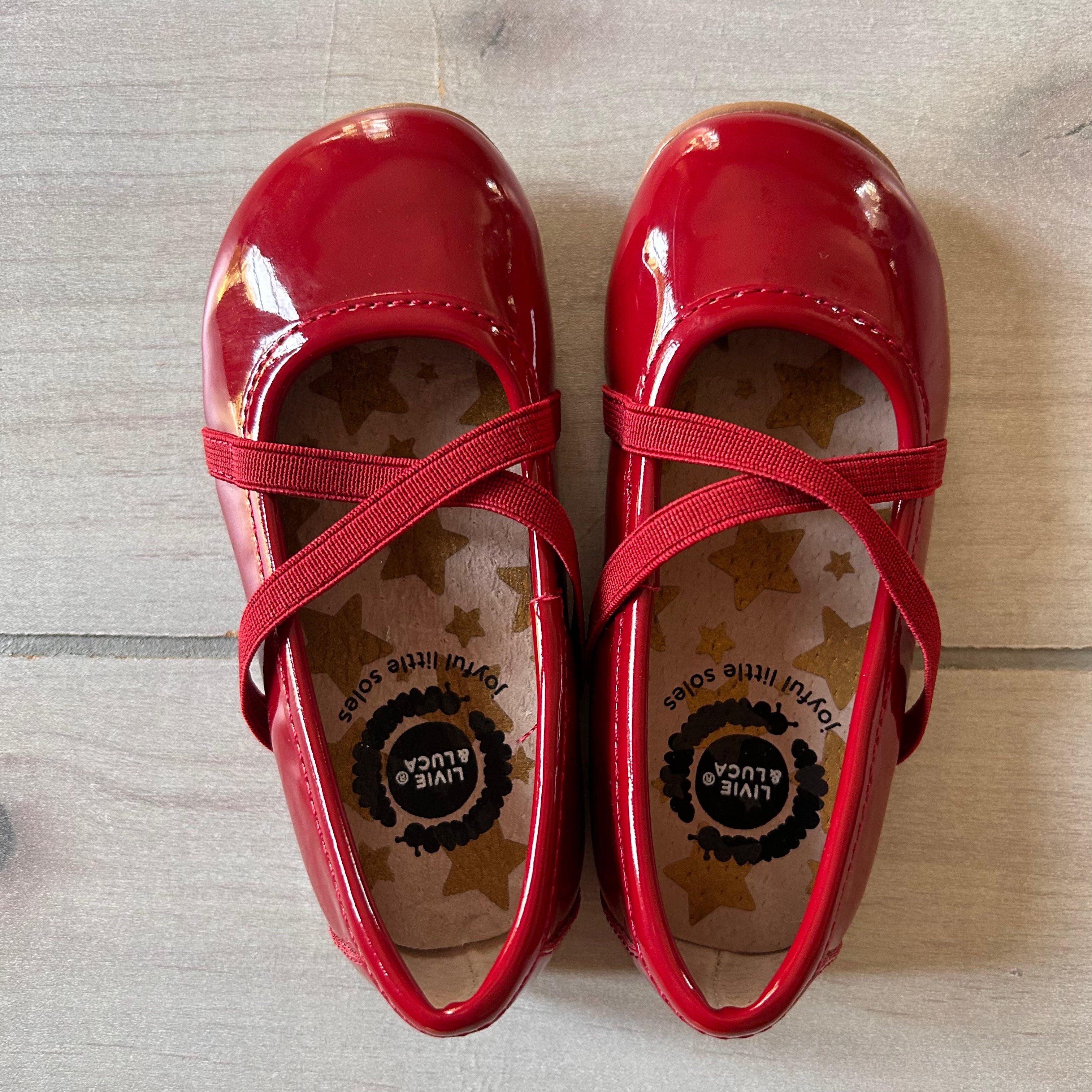 NWOT Livie Luca Red Patent Leather Mary Janes Flats Sweet Pea Teddy
