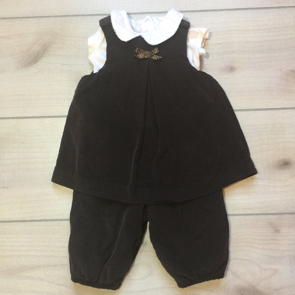Jacadi Brown Brushed Velour Romper & Blouse