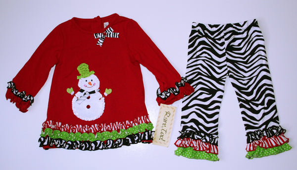 Rare, Too Snowman Applique Outfit NEW
