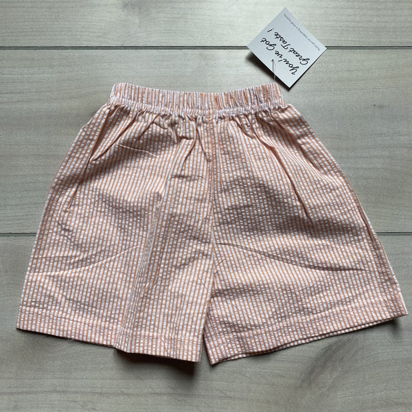 NEW Boutique Orange Striped Seersucker Shorts - Sweet Pea & Teddy