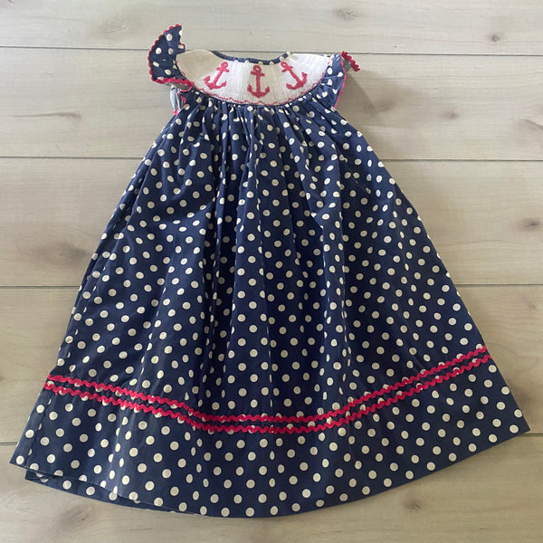 Smocked A Lot Smocked Polka Dot Anchor Dress