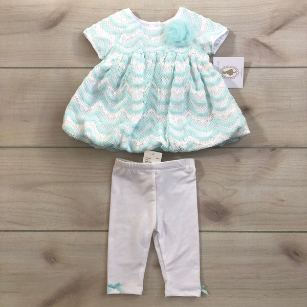 NEW Marmellata Aqua & White Dress & Legging Set