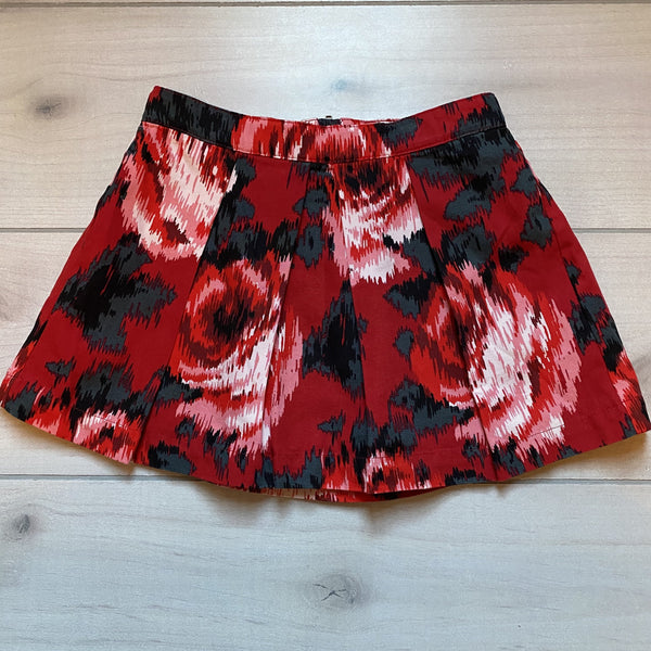 Gap Kids Red Black Pleated Interior Button Tab Zipper Back Skirt - Sweet Pea & Teddy