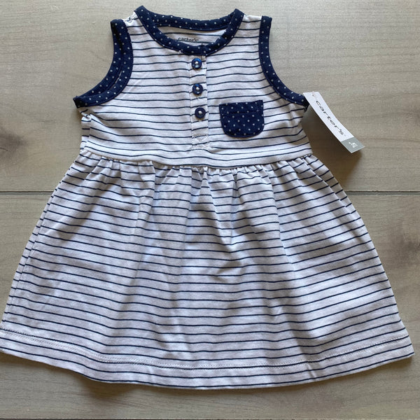 NEW Carter's Navy & White Striped Dress