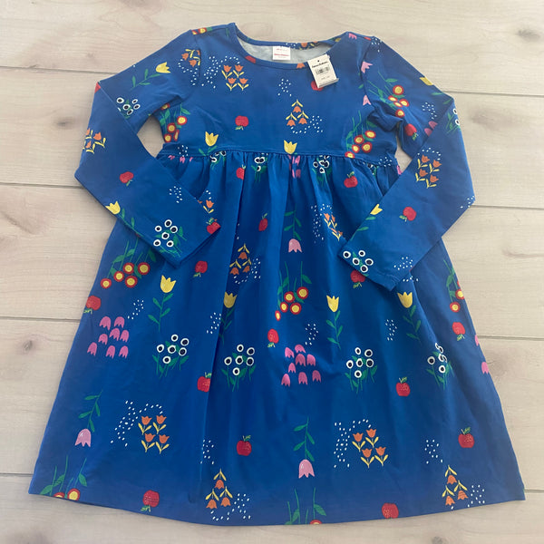 NWT Hanna Andersson Blue Long Sleeve Floral Fruit Pattern Dress