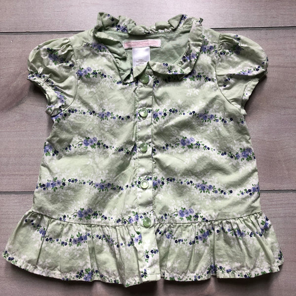 Janie & Jack Green & Purple Floral Button Up Shirt