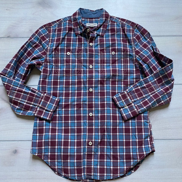 Tucker & Tate Burgundy Blue Plaid Button Down Shirt