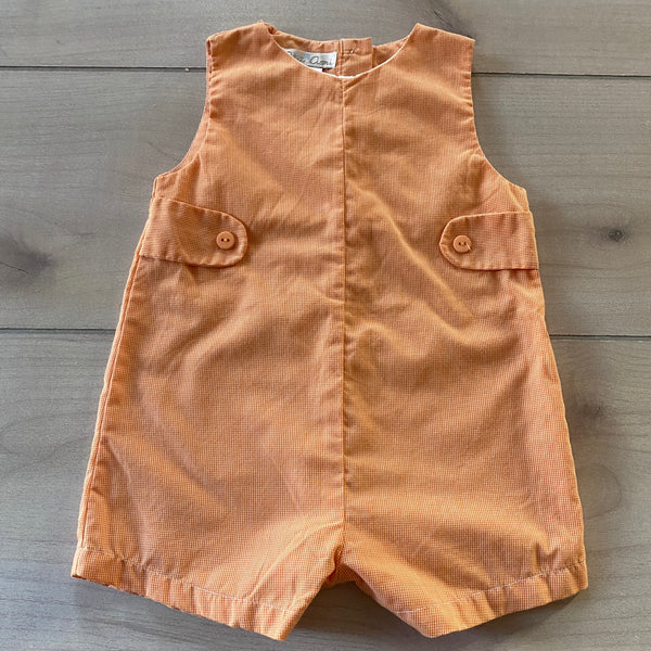 Petit Ami Orange Gingham Shortall Romper