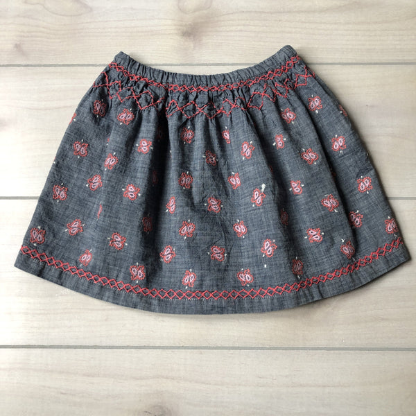 Peek Chambray Pink Embroidered Paisley Skirt - Sweet Pea & Teddy