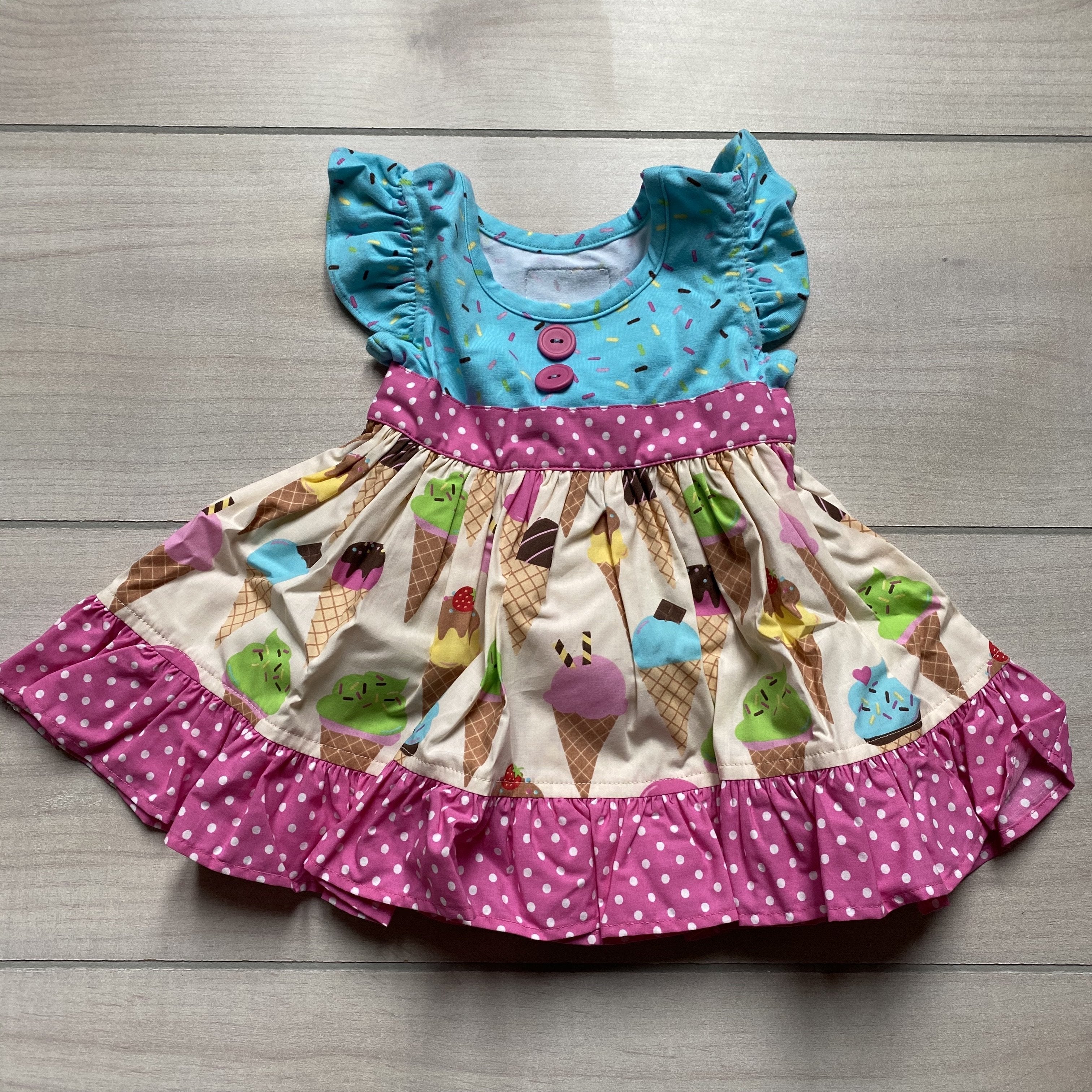 NEW Eleanor Rose Rhonda Flutter Ice Cream Pattern Dress Sweet Pea & Teddy NEW Eleanor Rose Rhonda Flutter Ice Cream Pattern Dress Sweet Pea & Teddy