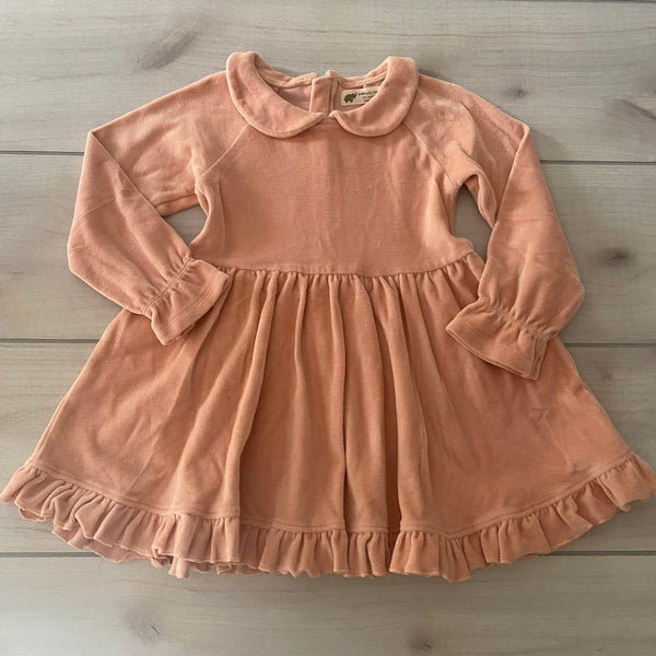 Monica & Andy Peach Velour 100% Organic Cotton Dress