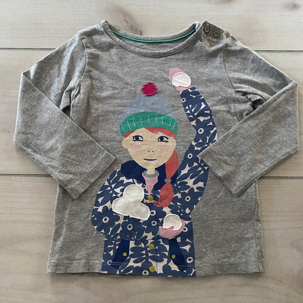 Mini Boden Snow Girl Applique Tee Shirt