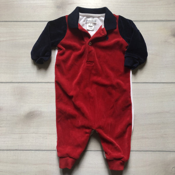 Ralph Lauren Red White & Blue Velour Romper - Sweet Pea & Teddy