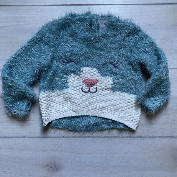 Fuzzy Blue Kitty Sweater - Sweet Pea & Teddy