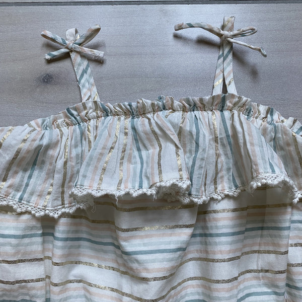 NEW Dylan Abby Gold Striped Neutral Tones Bubble Romper – Sweet