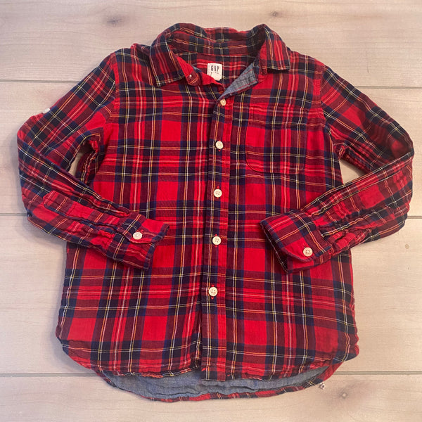 Gap Kids Red Tartan Cotton Button Down Shirt