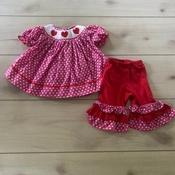 Smock Monkey Heart Smocked Outfit