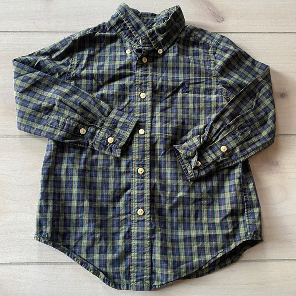 RL Green Navy Long Sleeve Button Down Shirt