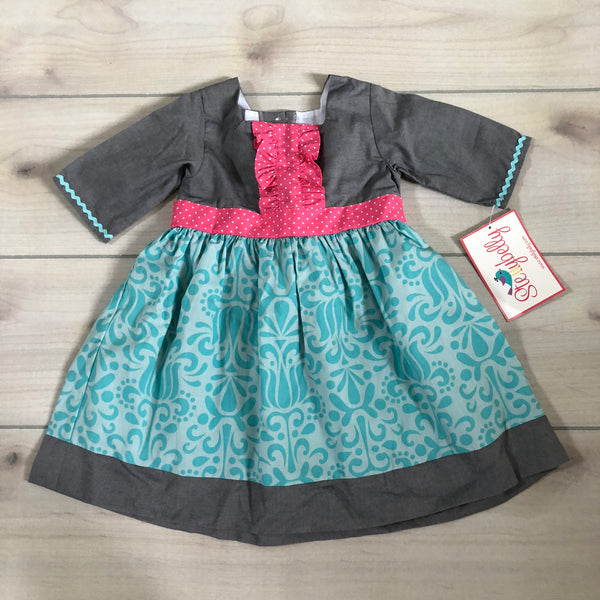 NEW Stellybelly Gray Turquoise Pink Dress