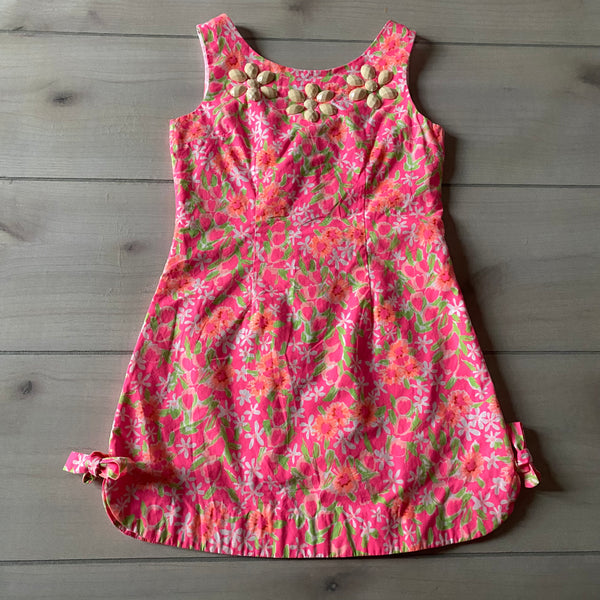 Lilly Pulitzer Neon Pink Floral Fux Gem Dress