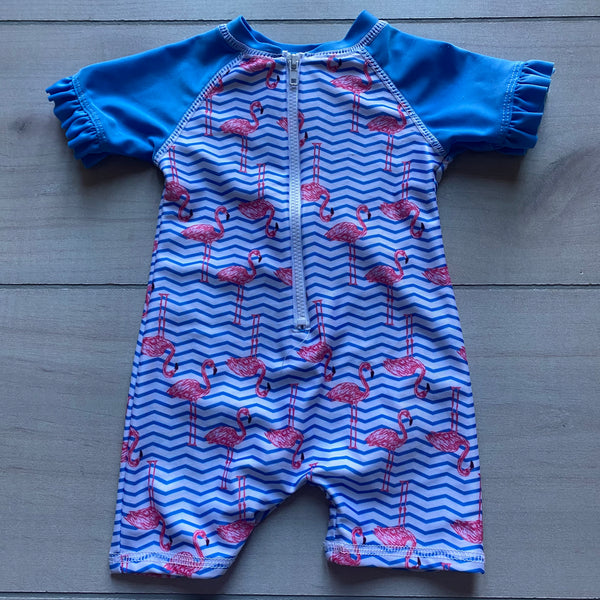 Sol Swim One Piece Flamingo Pattern Swimsuit