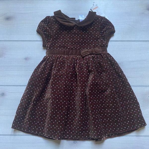 NEW Gymboree Brown Polka Dot Velour Zipper Dress