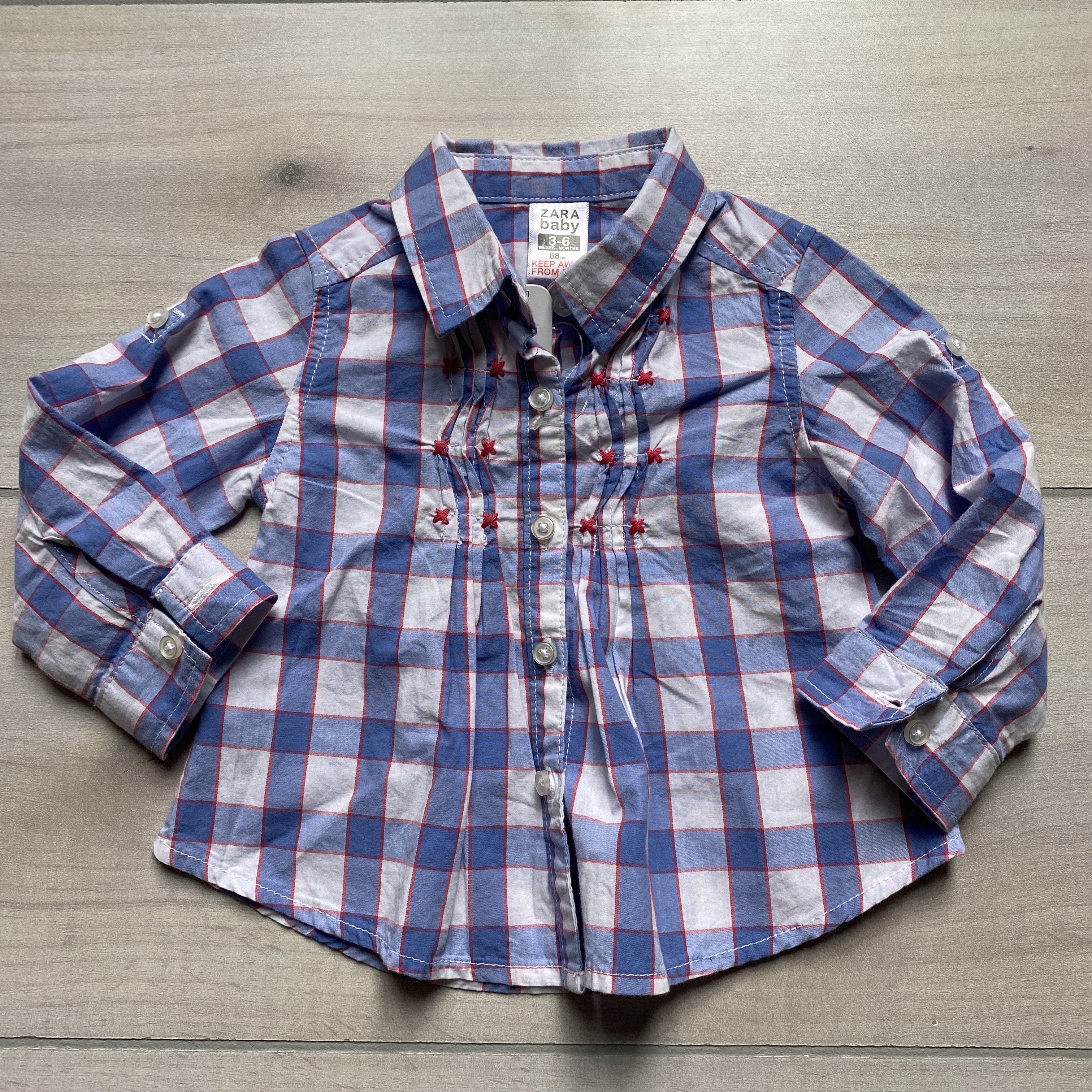 NEW Zara Baby Blue Gingham Button Down Shirt – Sweet Pea  Teddy