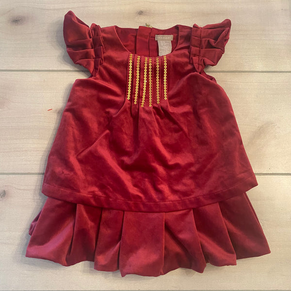 NWT Tahari Burgundy Velour Gold Sequins Dress