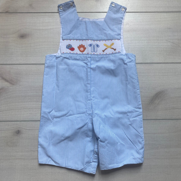 Anavini Baseball Smocked Short Jon Jon Romper