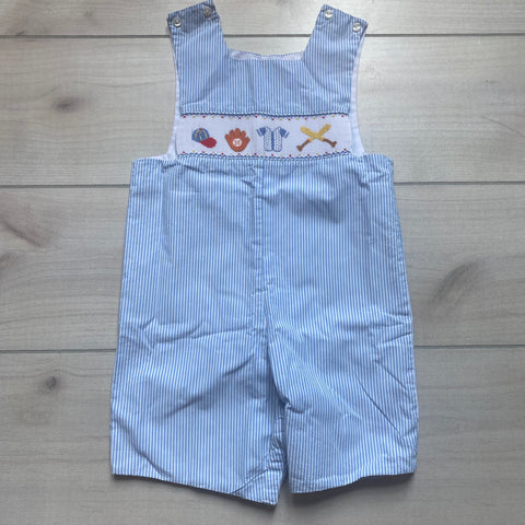 Anavini Baseball Smocked Short Jon Jon Romper