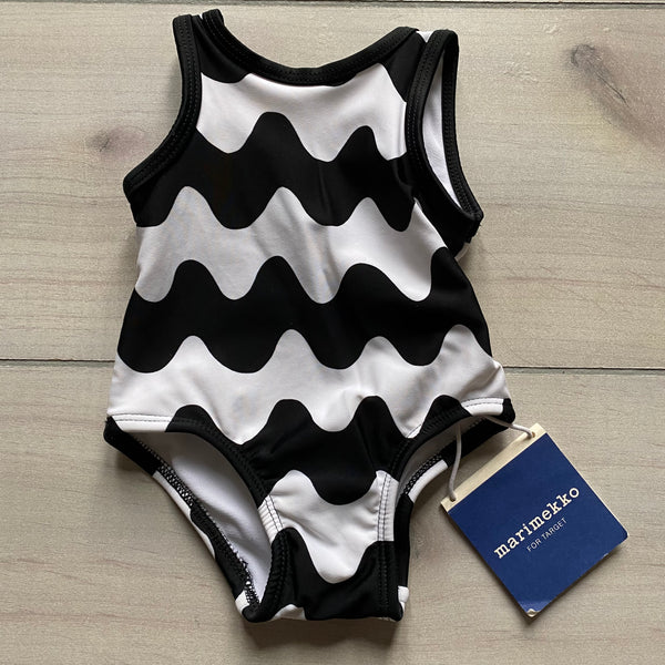 NEW Marimekko Black & White Chevron One Piece Swimsuit