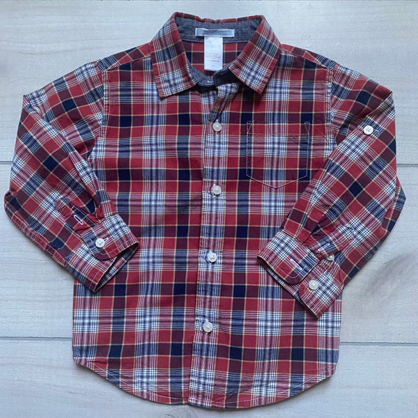 Janie & Jack Red & Navy Plaid Checkered Shirt