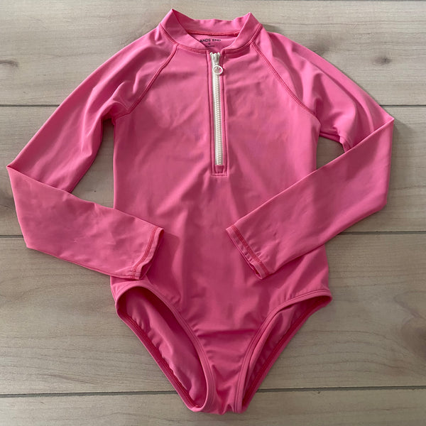 Lands End Pink Zipper Front Swimsuit